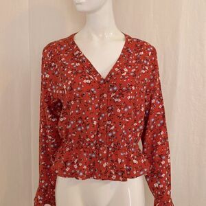 Boho Print Blouse Orange Size Large